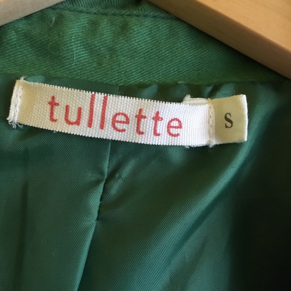 🐸👑 Green Stylized trench coat TULLETTE Size S - Picture 3 of 3